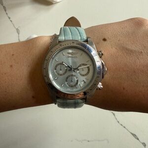 Invicta Silver and Light Blue Chronograph Watch